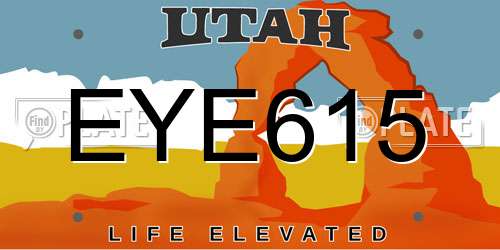 EYE615 Utah License Plate