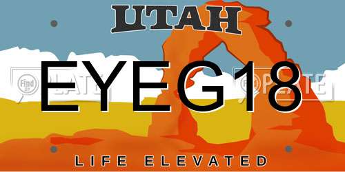 EYEG18 Utah License Plate