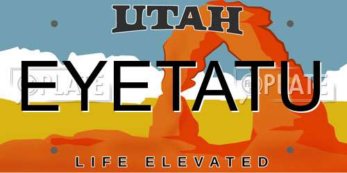 EYETATU Utah License Plate