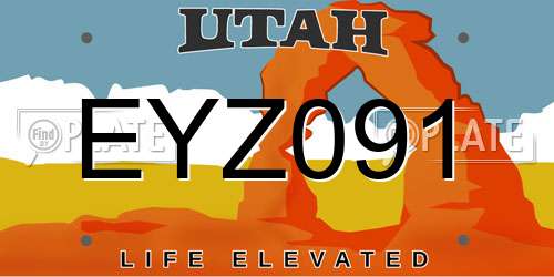 EYZ091 Utah License Plate