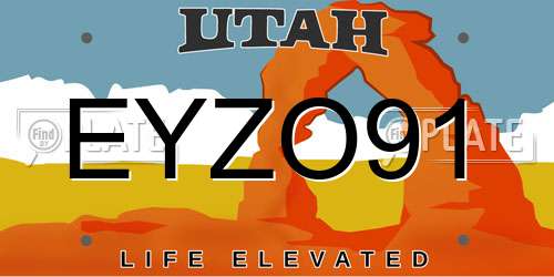 EYZO91 Utah License Plate