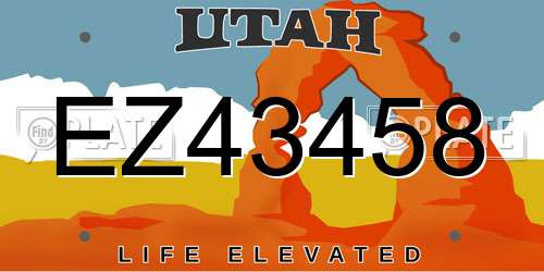 EZ43458 Utah License Plate