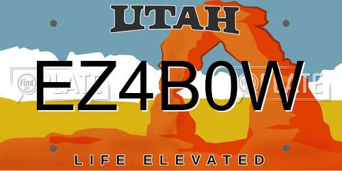 EZ4B0W Utah License Plate