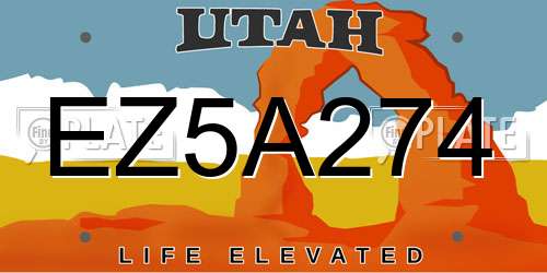 EZ5A274 Utah License Plate