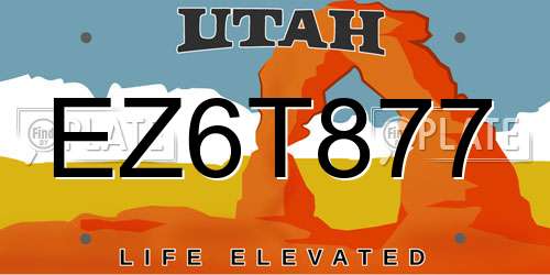 EZ6T877 Utah License Plate