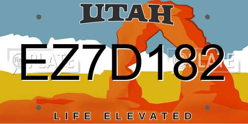 EZ7D182 Utah License Plate