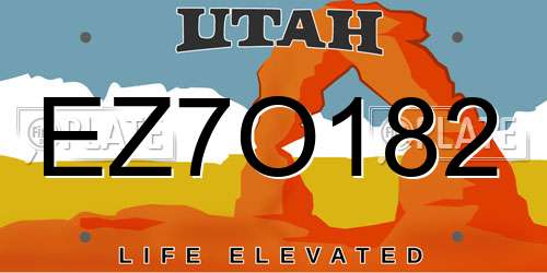 EZ7O182 Utah License Plate