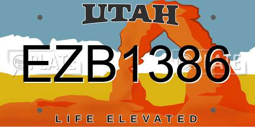 EZB1386 Utah License Plate
