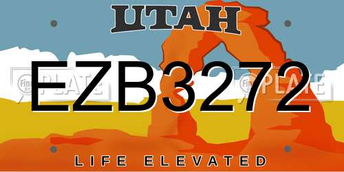 EZB3272 Utah License Plate