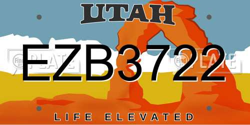 EZB3722 Utah License Plate