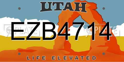 EZB4714 Utah License Plate