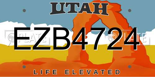 EZB4724 Utah License Plate