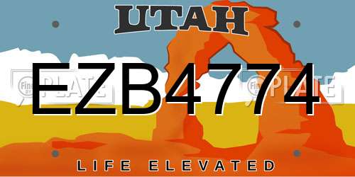 EZB4774 Utah License Plate