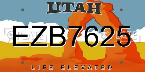 EZB7625 Utah License Plate