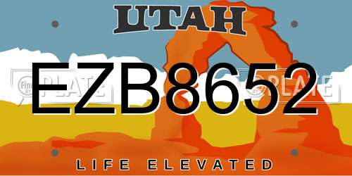 EZB8652 Utah License Plate