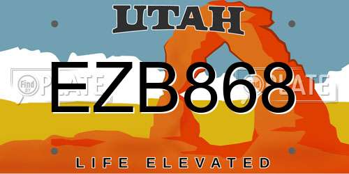 EZB868 Utah License Plate