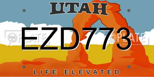 EZD773 Utah License Plate