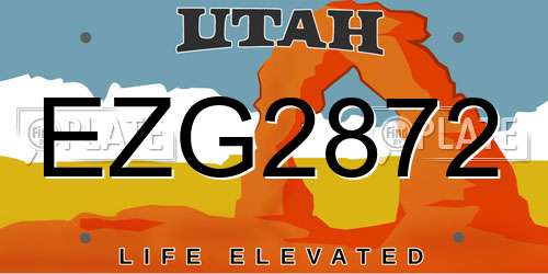 EZG2872 Utah License Plate