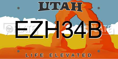 EZH34B Utah License Plate