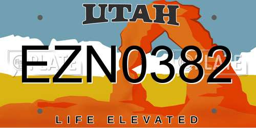 EZN0382 Utah License Plate