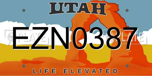 EZN0387 Utah License Plate