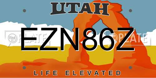 EZN86Z Utah License Plate