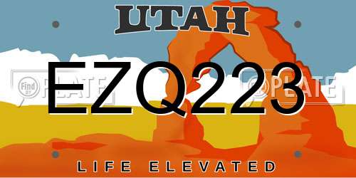 EZQ223 Utah License Plate