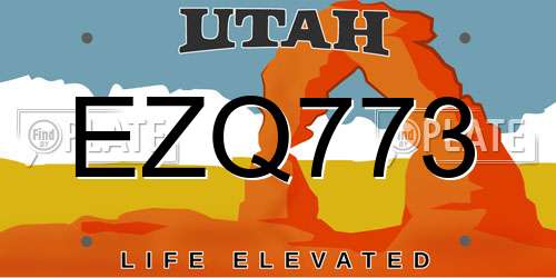 EZQ773 Utah License Plate