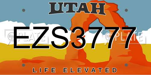 EZS3777 Utah License Plate