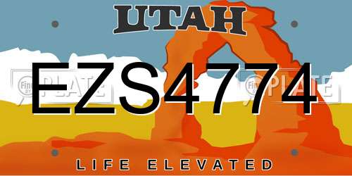 EZS4774 Utah License Plate