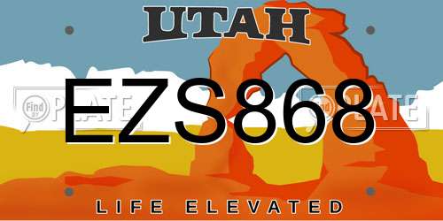 EZS868 Utah License Plate
