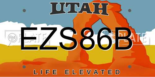 EZS86B Utah License Plate