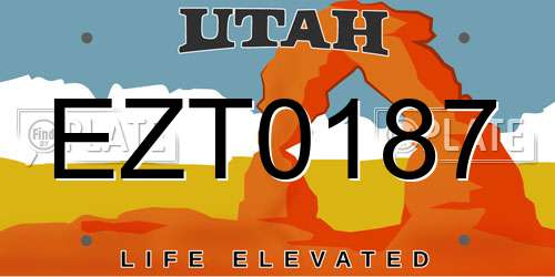 EZT0187 Utah License Plate