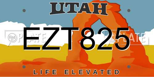 EZT825 Utah License Plate