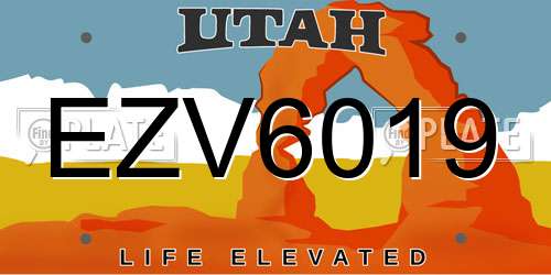 EZV6019 Utah License Plate