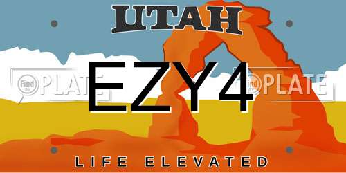 EZY4 Utah License Plate