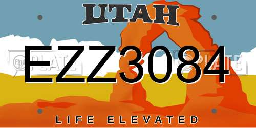EZZ3084 Utah License Plate