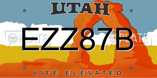 EZZ87B Utah License Plate