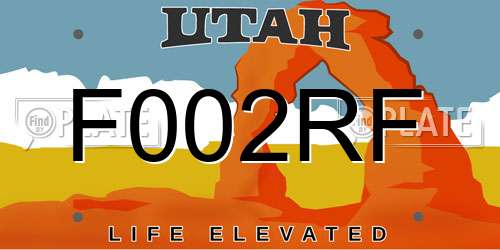 F002RF Utah License Plate