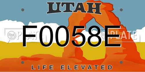F0058E Utah License Plate