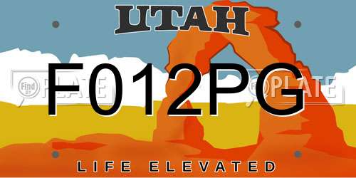 F012PG Utah License Plate
