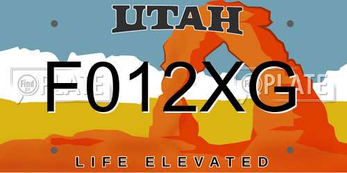 F012XG Utah License Plate
