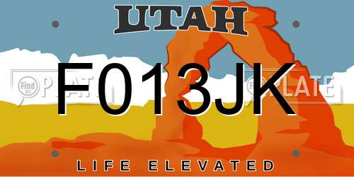 F013JK Utah License Plate
