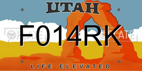 F014RK Utah License Plate