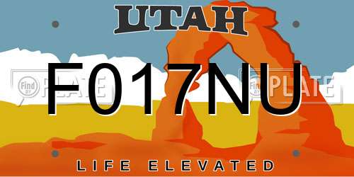 F017NU Utah License Plate