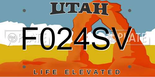 F024SV Utah License Plate