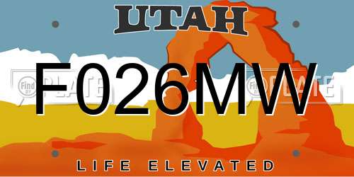F026MW Utah License Plate
