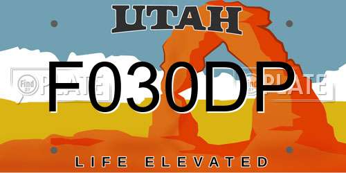 F030DP Utah License Plate