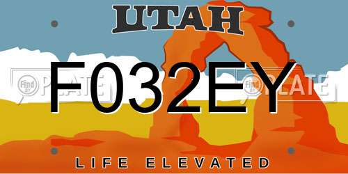 F032EY Utah License Plate