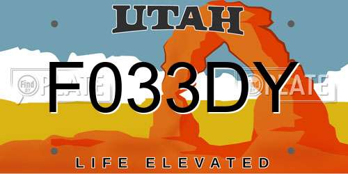 F033DY Utah License Plate